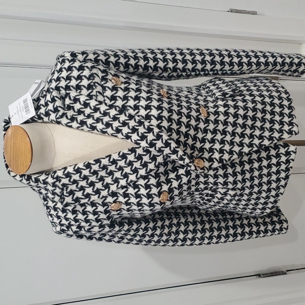 NWT WALTER BAKER Phelps Posh Houndstooh Black and White Blazer Sz XS